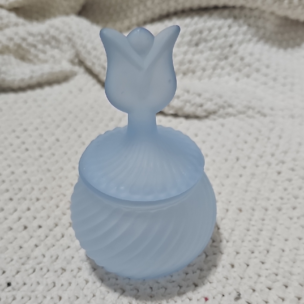PartyLite Frosted Glass with Blue Tint